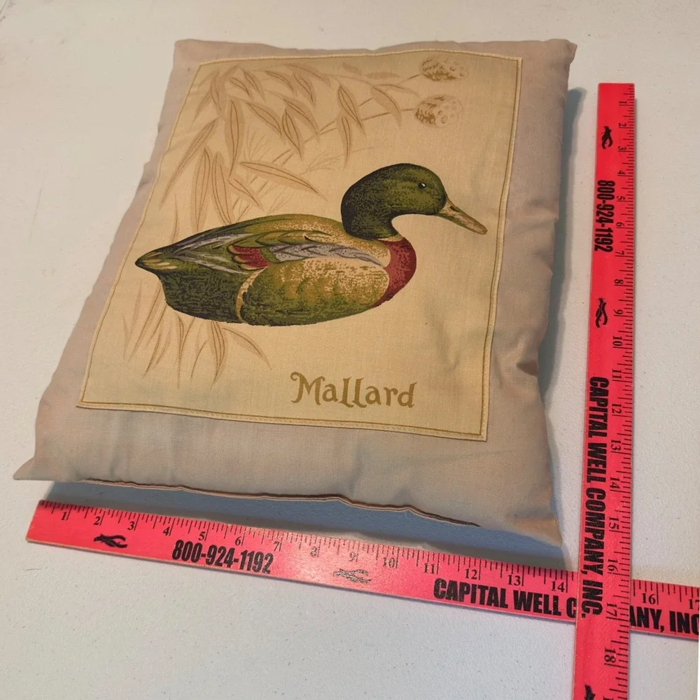 Vintage Mallard Duck Decorative Throw Pillow Tan Rustic Lodge Cabin Decor 16x14